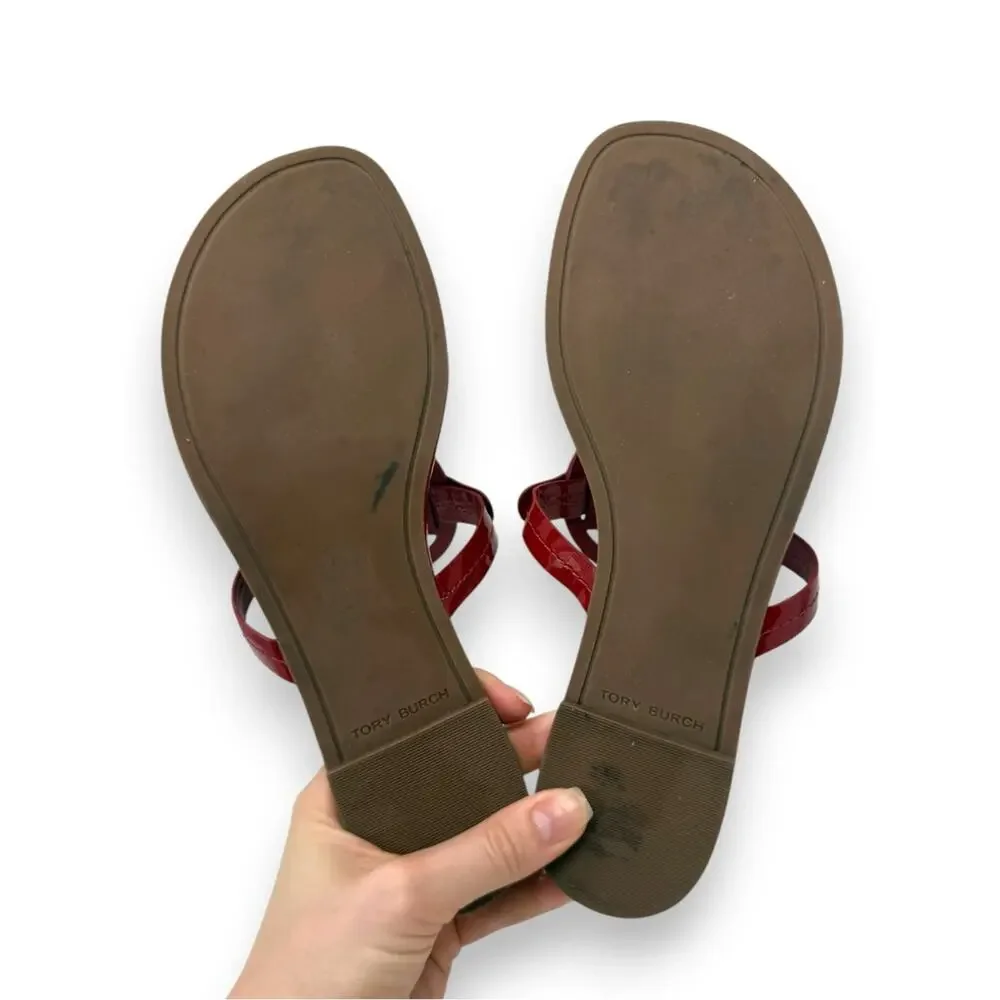 Tory Burch Patent Leather Miller Sandal Deep Red 9 Women’s